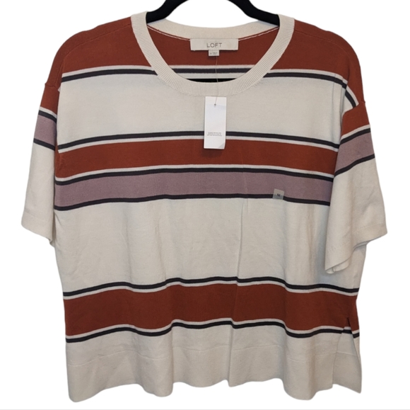 NWT LOFT Women's Striped Knit Top 🌈 - Picture 1 of 12